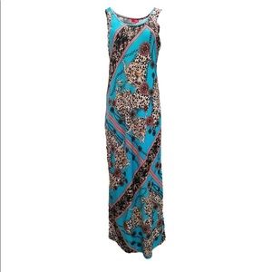 Turquoise printed maxi dress